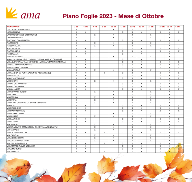 AMA Piano foglie 2023 mese di ottobre