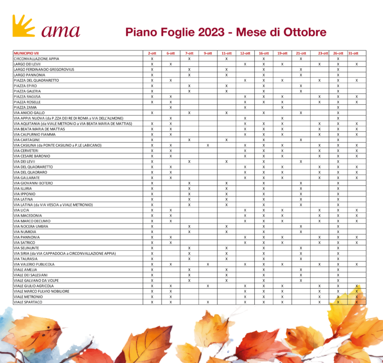 AMA Piano foglie 2023 mese di ottobre