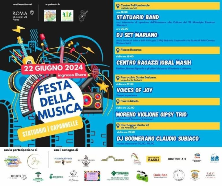 Il VII Municipio aderisce all'edizione 2024 della Festa della Musica