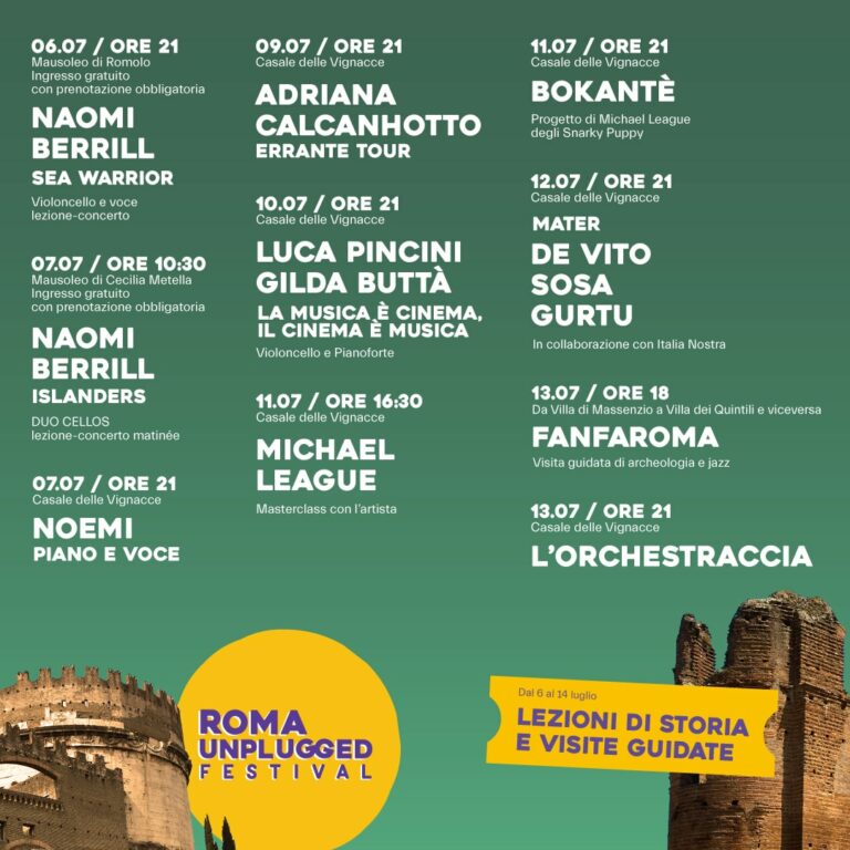 Dal 6 al 14 luglio 2024 la III edizione del ROMA UNPLUGGED FESTIVA