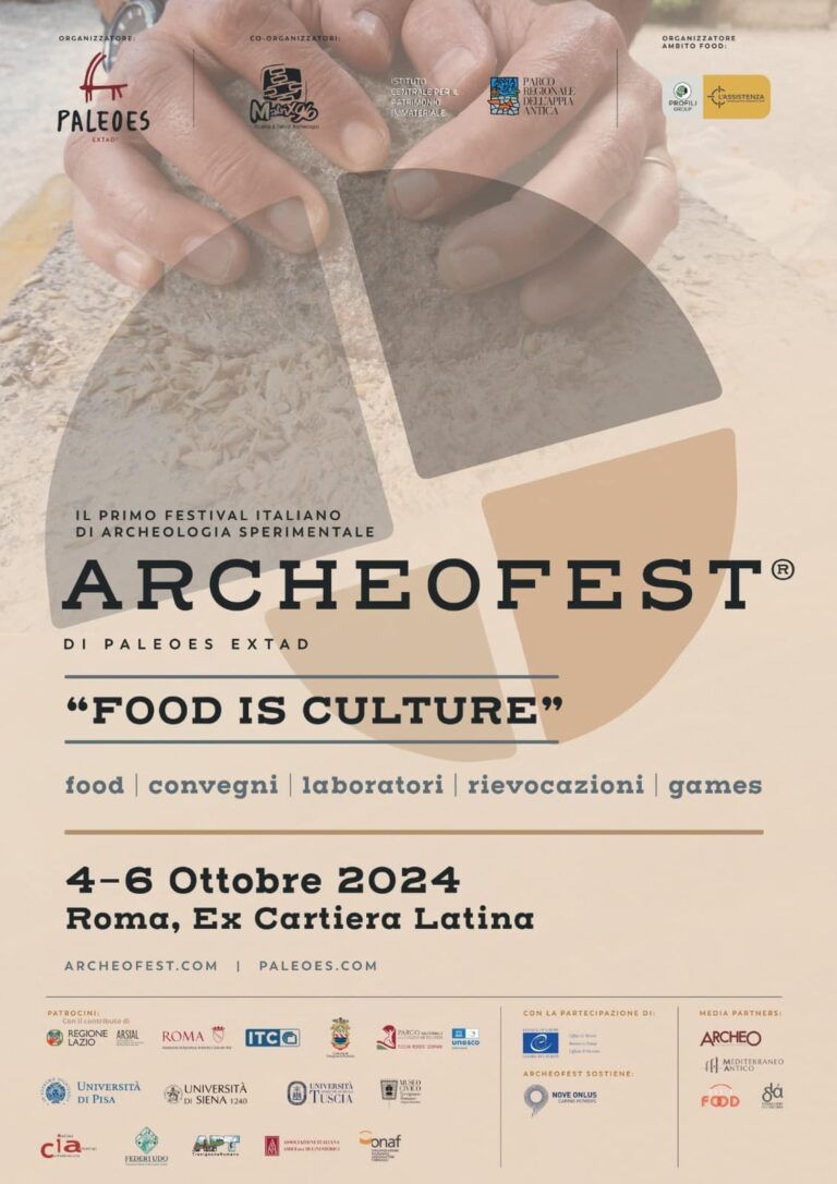 Archeofest® 2024. FOOD IS CULTURE: dal 4 al 6 ottobre alla Cartiera Latina