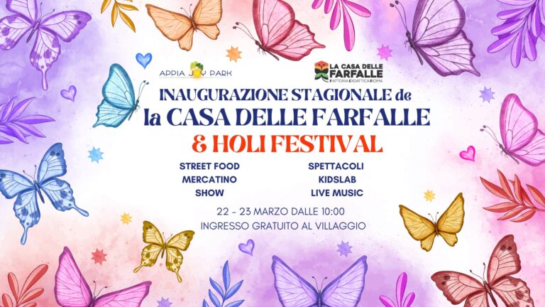 Apertura della Casa delle Farfalle e Holi Fest all’Appia Joy Park